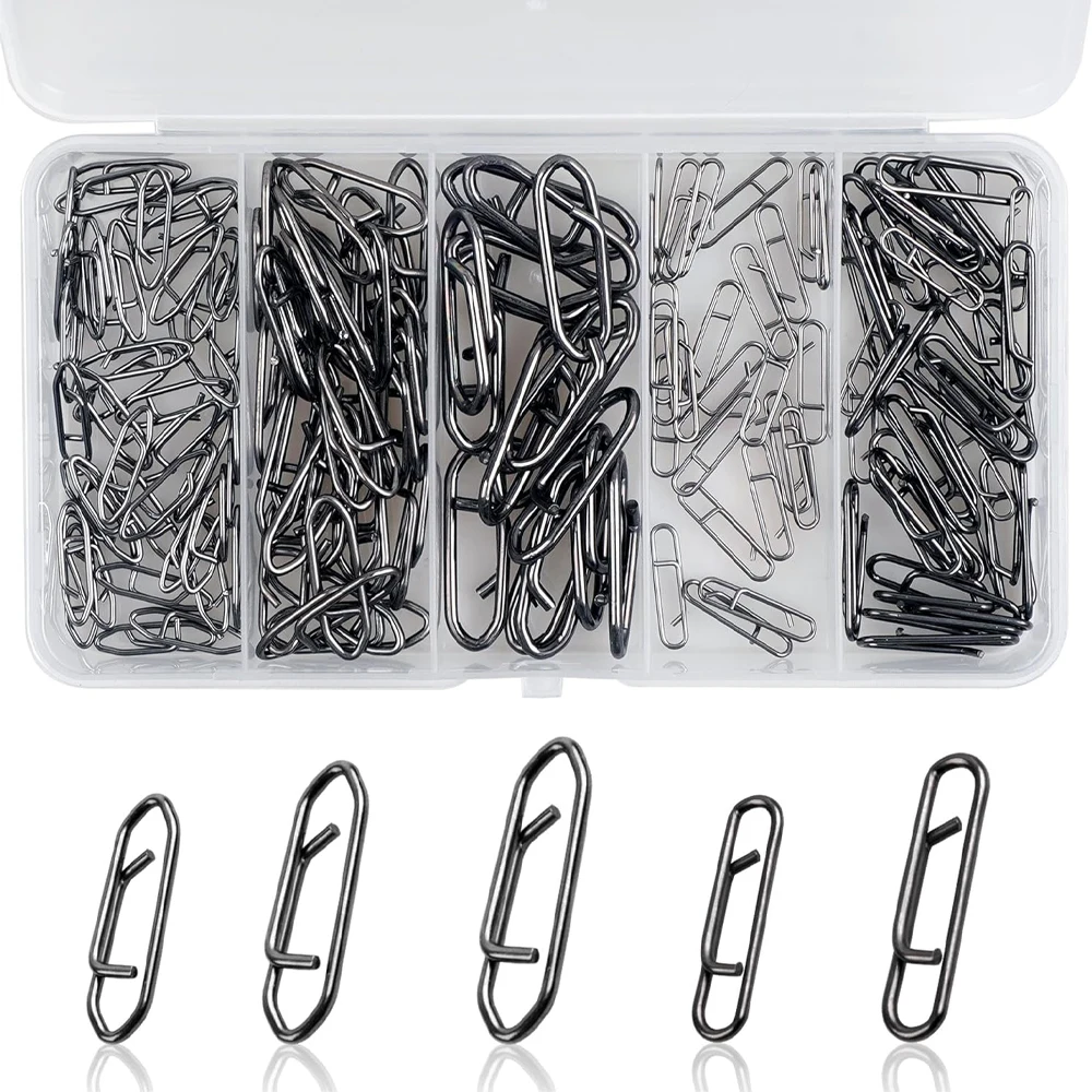 

145Pcs Fishing Power Clips Kit Stainless Steel Fast Snaps Fishing Speed Clips Quick Change Crankbait Fishing Lure Connector