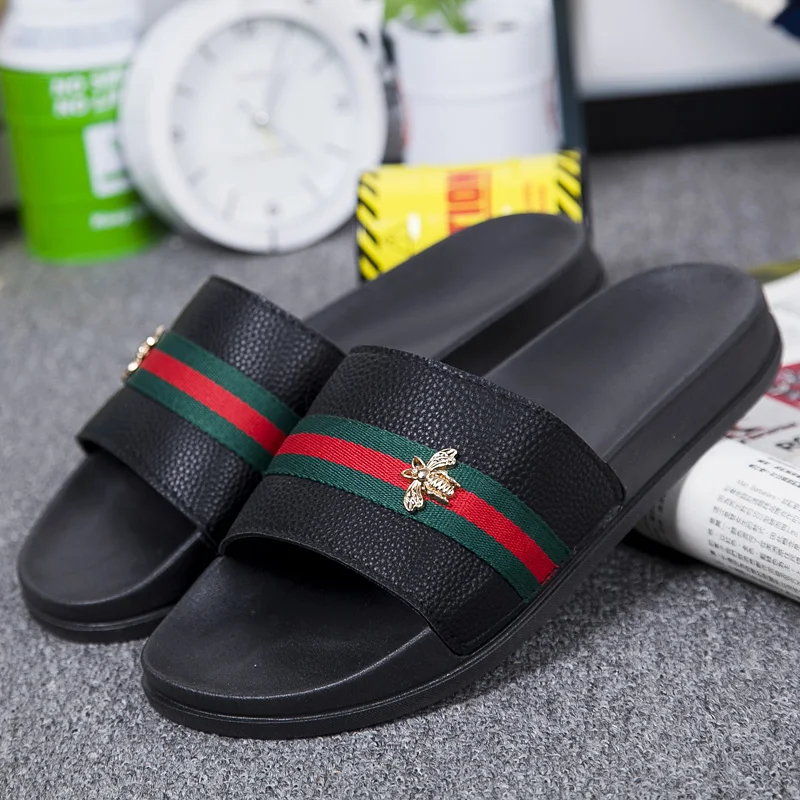 

Couple Bee Pattern One Strap Slippers Fashion Non Slip Outdoor Casual Slides