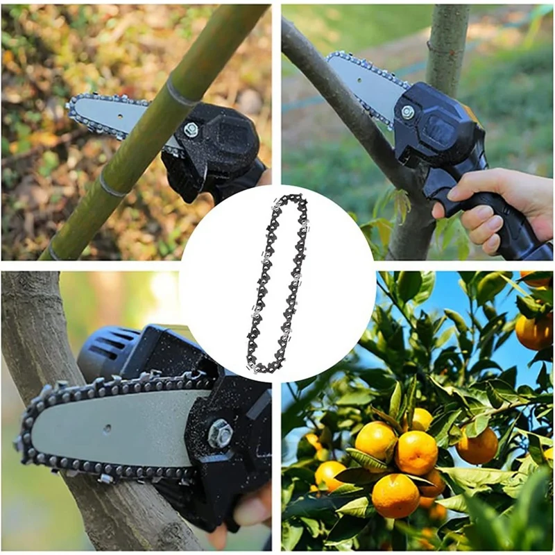 4Pcs Mini Chainsaw Chain 4 Inch Guide Saw Chain 1/4 LP Pitch, 28 Sections For Electric Protable Handheld Chain Saw Easy To Use