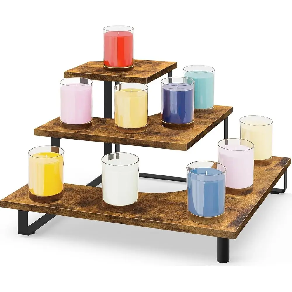 

3-х уровневые деревянные полки для розничной торговли, портативная стойка для розничных шоу на столешнице, 3-ступенчатый угловой многоуровневый стол Displ