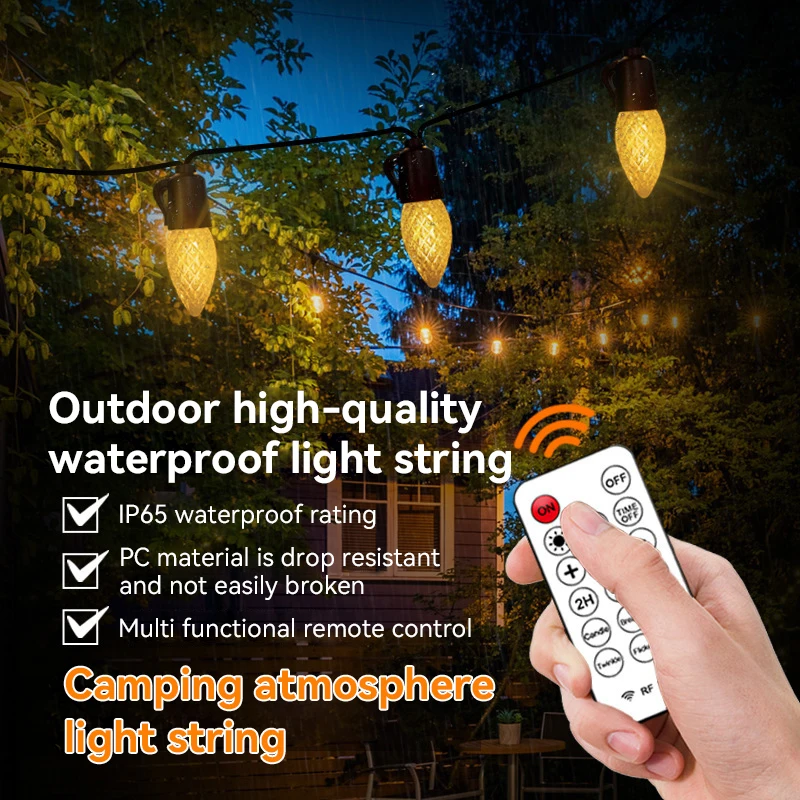

LED String Lights Camping Lighting Decoration Outdoor String Lights Remote Control Dimming for Garden Bedroom Party Decoration