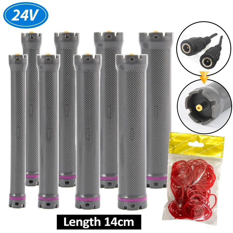 10pcs/set 24V Digital Hair Rollers Extra Light Long Electric Heated Curler Hot Perm Rods 4.8mm Plug 14cm Hairdresser Tools 1892