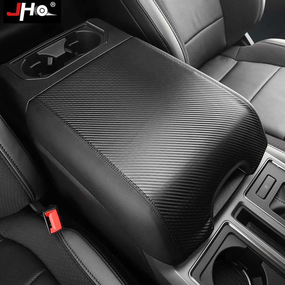 JHO Car Arm Rest Console Armrest Protective Cover For Ford F150 2015-2020 Raptor XLT 2018 2019 2017 2016 Interior Accessories