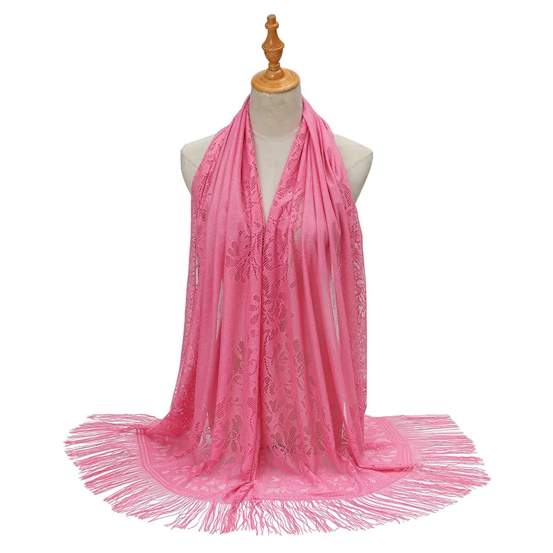 Scarf Cover with High-end Feel New Solid Color Lace Hollow Tassel Scarf for Women in Summer Women's Long Scarf Shawl