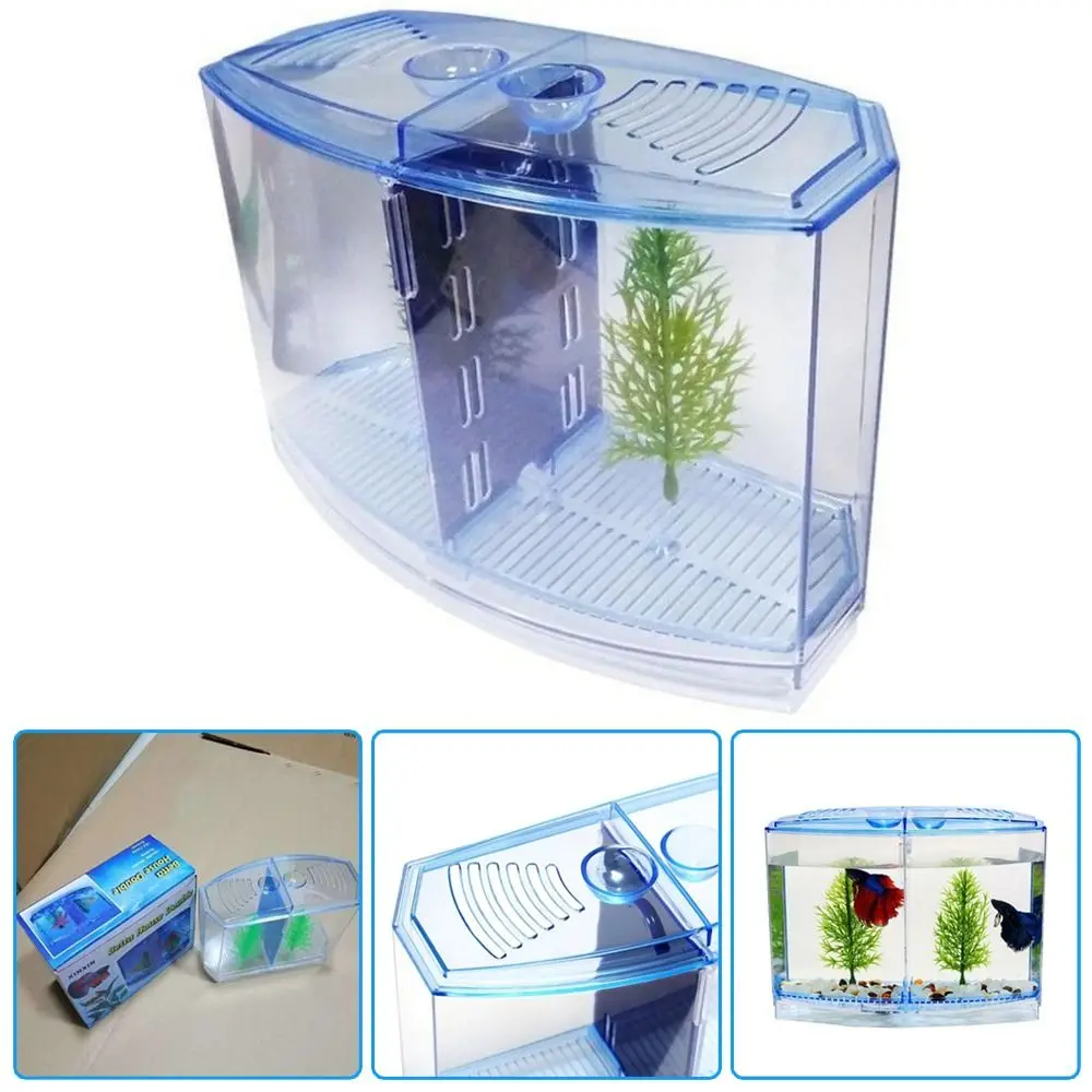 Caja de Aislamiento de Plástico para Cría de Peces Betta, con Rejilla Simple/Doble, Transparente, Pecera Pequeña, Acuario para Peces Betta, Pecera de Oficina