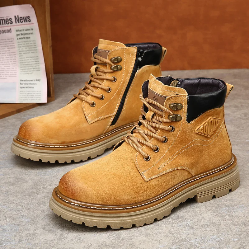 

Осенняя классическая обувь для мужчин, ботинки из натуральной кожи, модные высокие кеды, повседневная обувь, уличные ботильоны