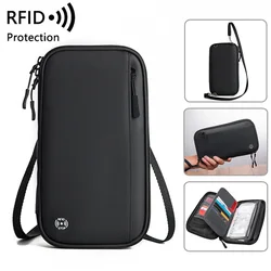 Seyahat pasaport klasör cüzdan RFID engelleme kapakları aile pasaport tutucu su geçirmez bir omuz pasaport Crossbody çanta çanta