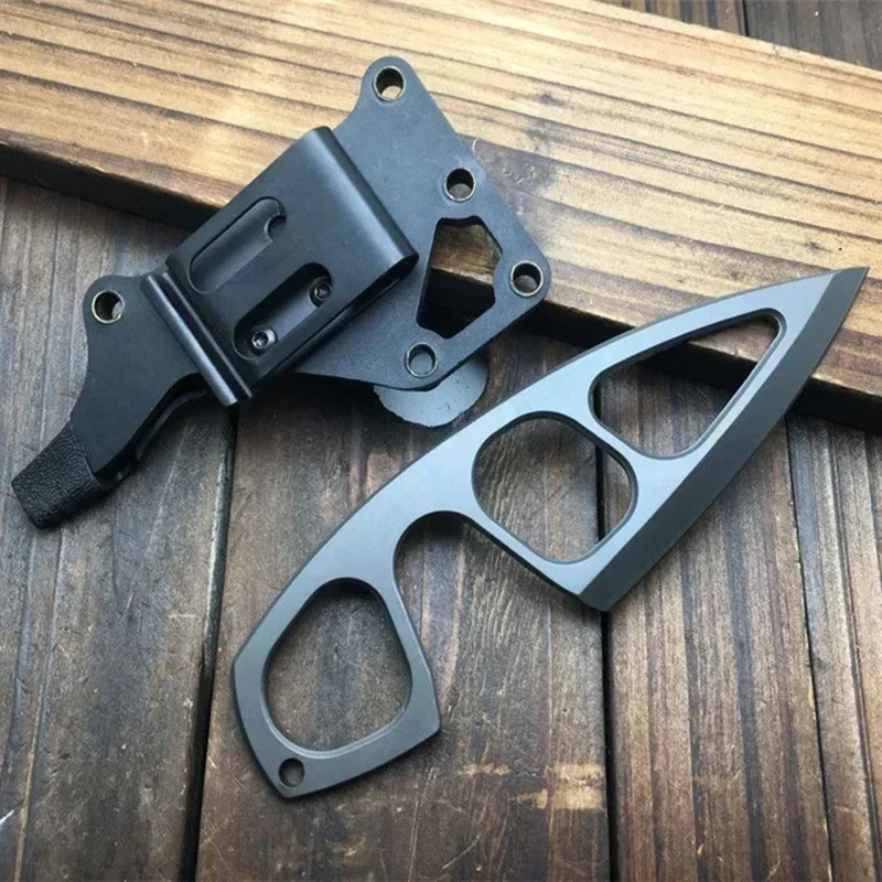 Coltello a lama fissa Mini coltello da collo in acciaio inossidabile 440C Ossido di titanio Coltelli da sopravvivenza all'aperto Coltello da tasca Strumento da caccia da campeggio