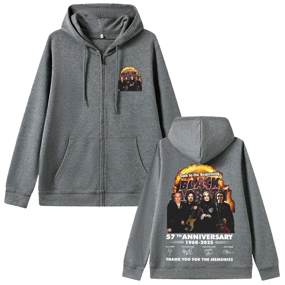 Rock Band Black Sabbath Ozzy Osbourne Back To The Beginning Thank You for The Memories Zipper Hoodie Men Heavy Metal Zip Up Coat