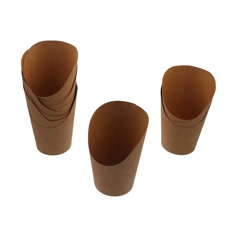 50pcs Charcuterie Cups Disposable Kraft Paper Slant Cup Water Proof Thickened French Fries Cup Oil-proof Ice Cream Cup Party