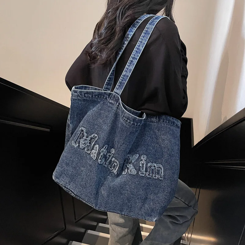 

Женская сумка-тоут из ткани «Ковбой» 2026: Новинка весенней коллекции, универсальная, вместительная, для повседневного использования, в стиле ретро, из канваса