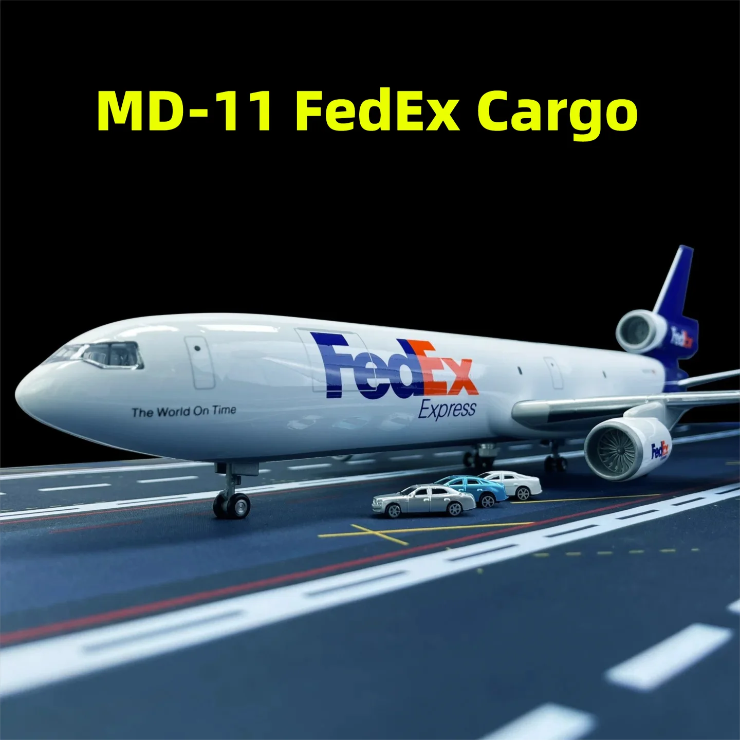 MD-11 FedEx Cargo Plane 1/130 Scale Resin 47cm, miniature die-cast Model Aircraft Toy,Safe Toy for Children Birthday Gift