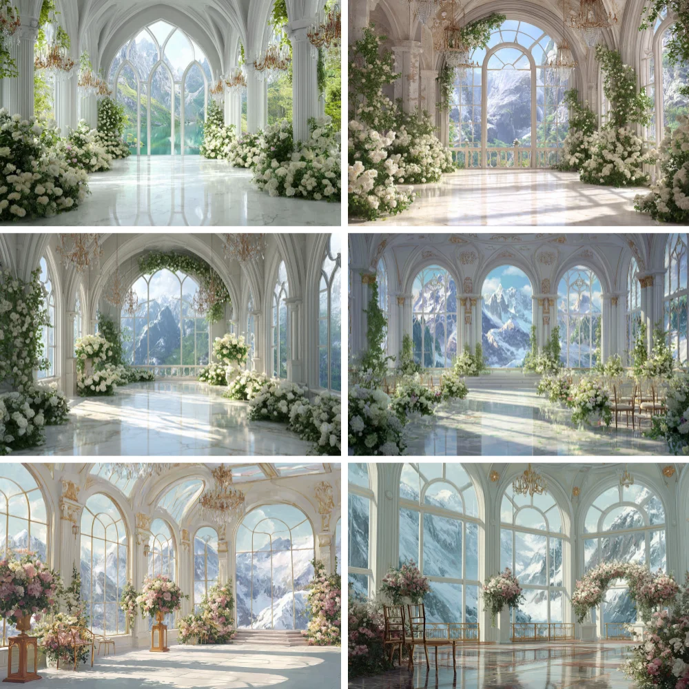 

Photography Background Arch Palace Mountain Garden Floral Decor Adult Maternity Art Portrait Wedding Backdrop Photo Decoration