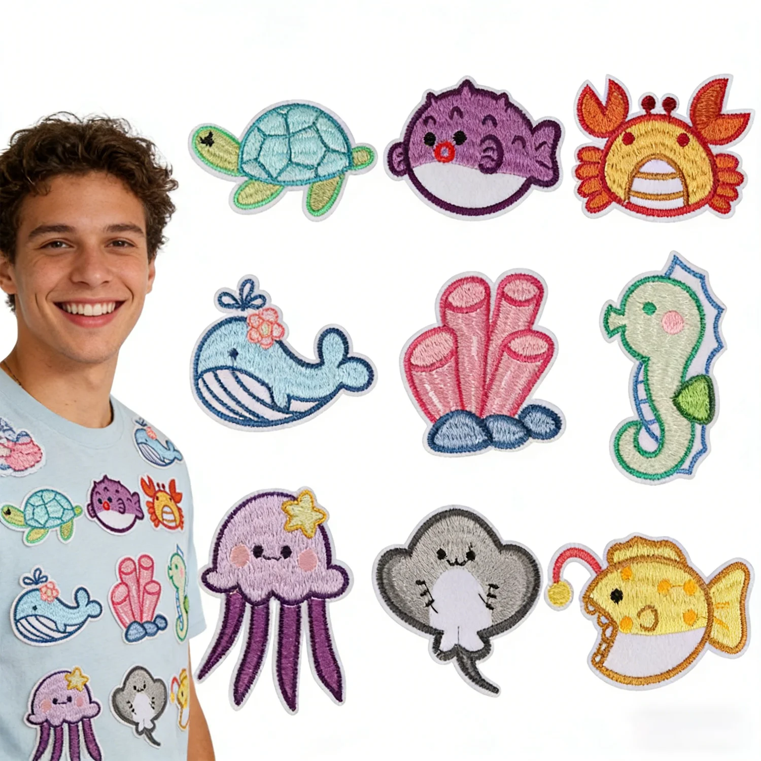Stoffaufkleber der Ocean-Serie, die zum Nähen oder Dekorieren von Kleidung, Schuhen, Taschen, Hüten und Schreibwaren verwendet werden, um für Sie einen einzigartigen Stil zu schaffen.