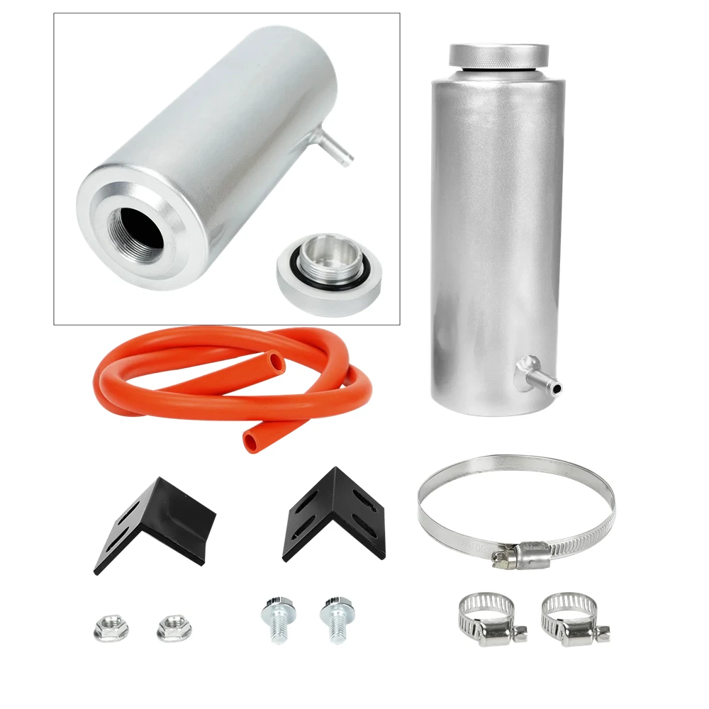 Silver 800ml Universal Radiator Coolant Aluminum Tank Overflow Reservoir