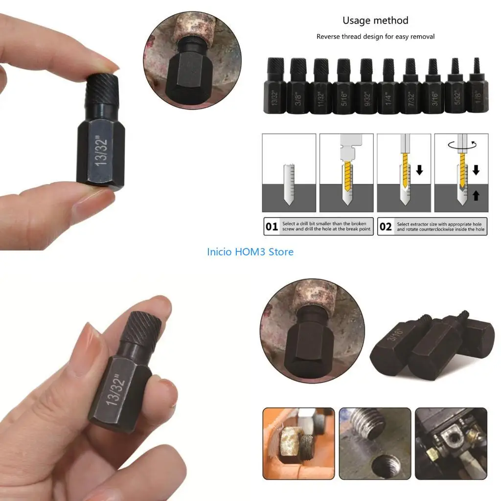 

A5YD 10PCS Precisely Machined Screw Extractor Set, Easy Out Bolt Extractor Set
