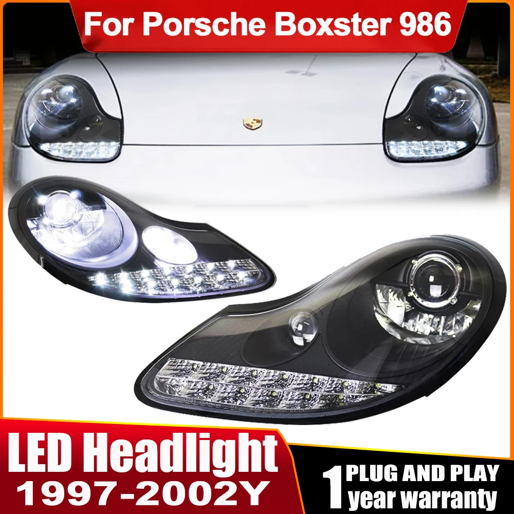 2PCS Head Lamp For Porsche boxster 986 LED Headlight 1997-2004 Headlights 986 DRL Turn Signal High Beam Angel Eye Projector Lens