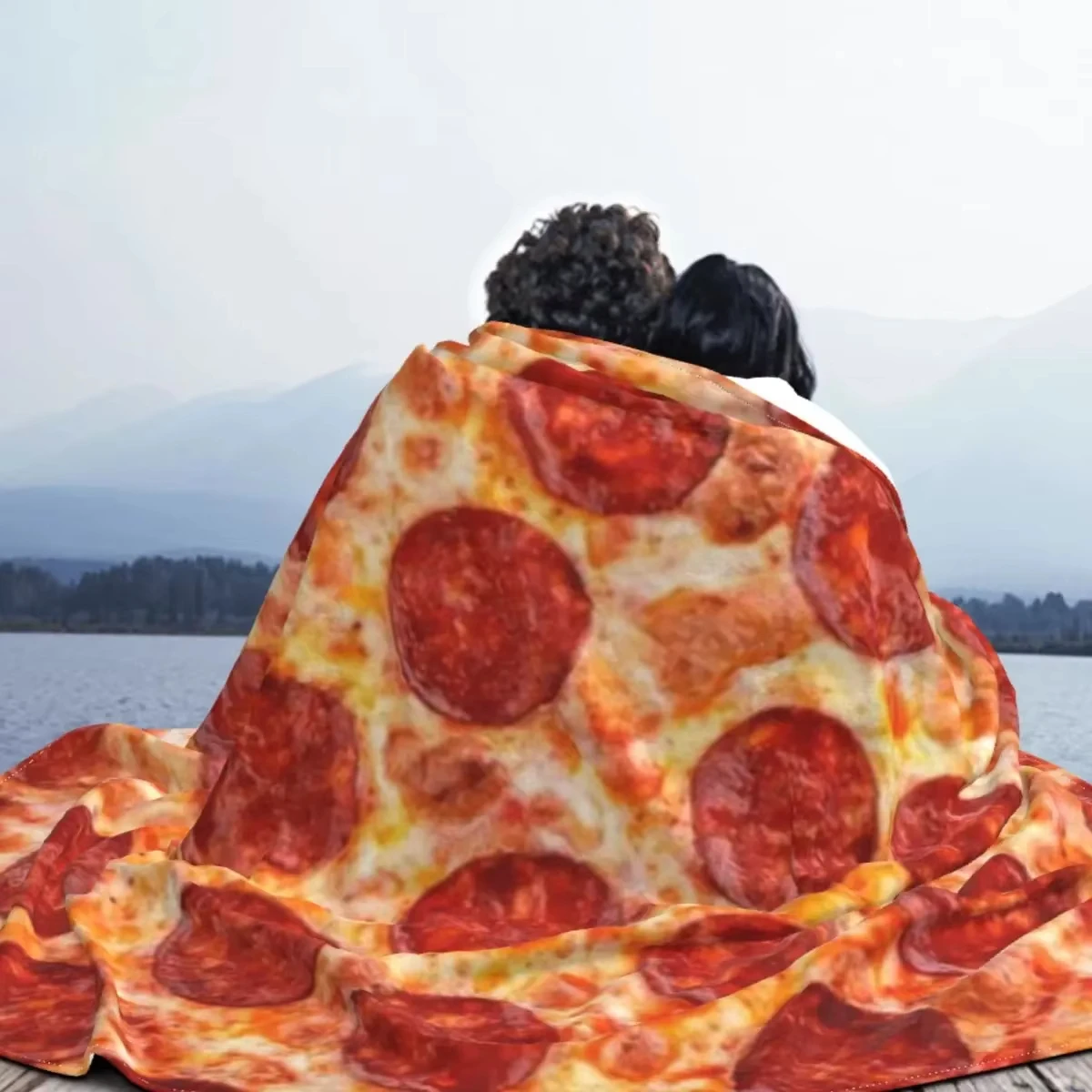Portable Pizza Shape Flannel Throw Blanket - Soft Warm Plush for Sofa Bedroom, Winter Lavash Wool Plaid Bedspread