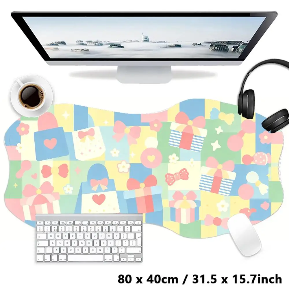 Pink Gift Ribbon Bow Cute Print Mousepad Sweet Decor For Teenager Game Desk