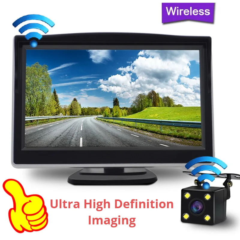 

Car wireless camera 4.3/5/7-inch foldable desktop rearview mirror monitor for easy installation of ultra-high definitio images