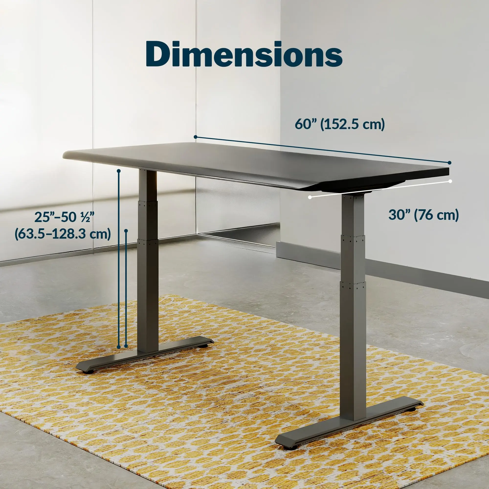 ComfortEdge Electric Standing Desk – 60x30 – Black/Slate