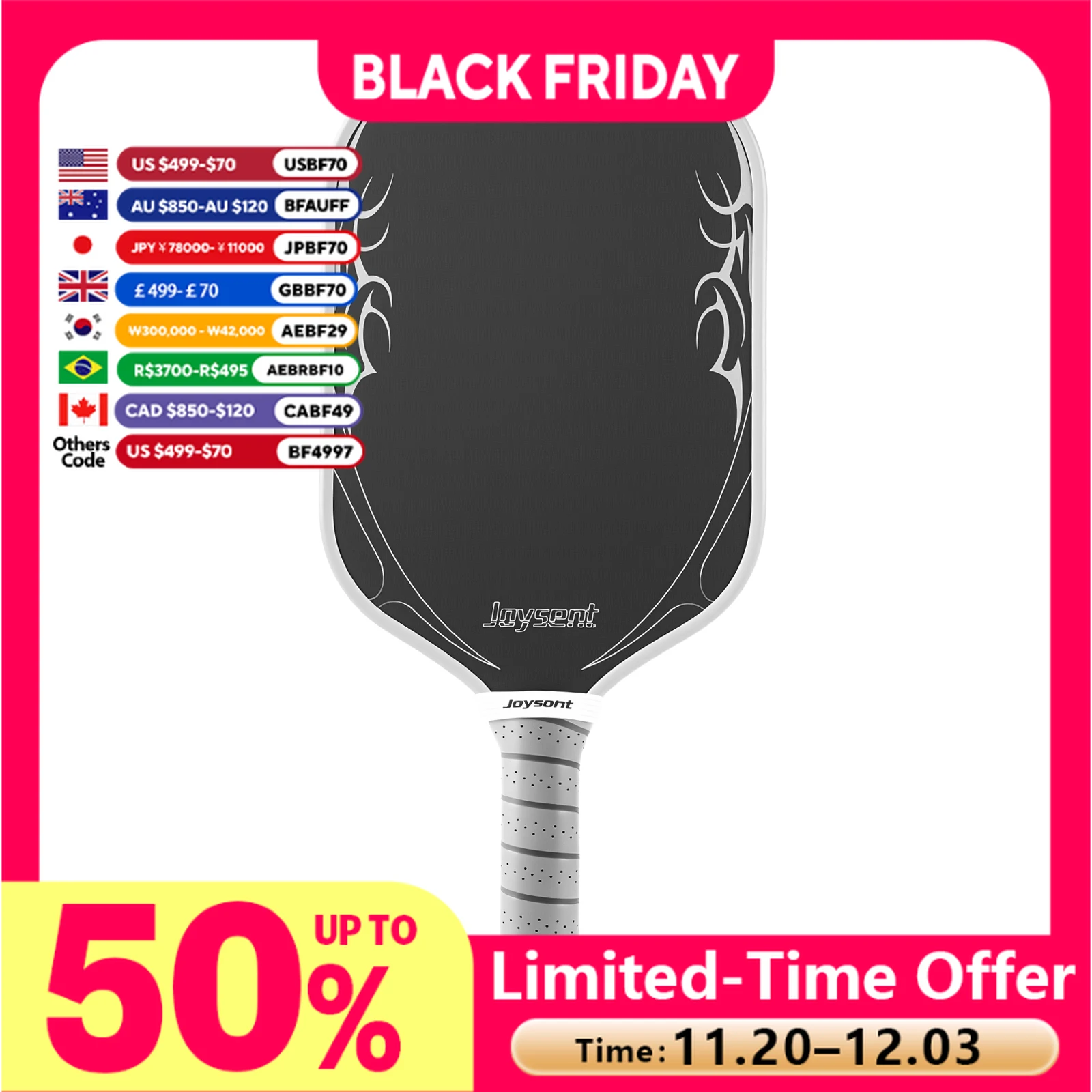 

Joysent Pro Pickleball Paddle with EPP Foam Core 4-Layer T700 Raw Carbon Fiber Lightweight Durable Design for Advanced Players