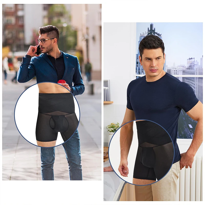 Men Slimming Shorts Tummy Control Body Shaper Compression Flat Belly Shapewear Sexy Mesh Breathable Boxer Underwear