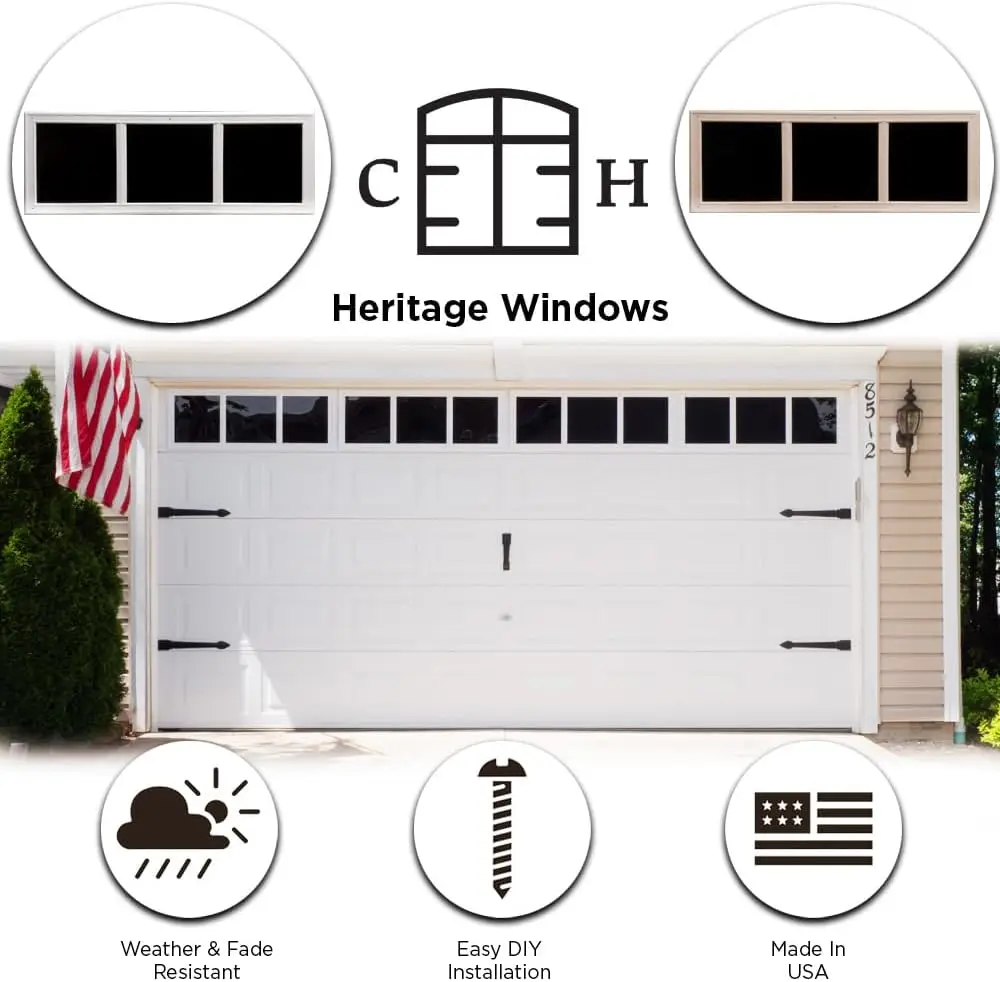 Simulated Door Window Kit - Easy-Install Faux Windows for One Car - Garage Door