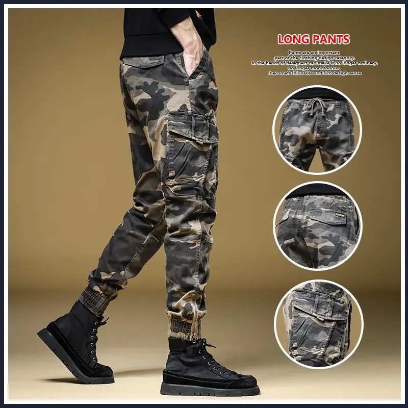 

New arrive light luxury men’s cargo pants,multi-pockets camouflage pants,outdoors sports tactical pants,slim-fit casual jeans;