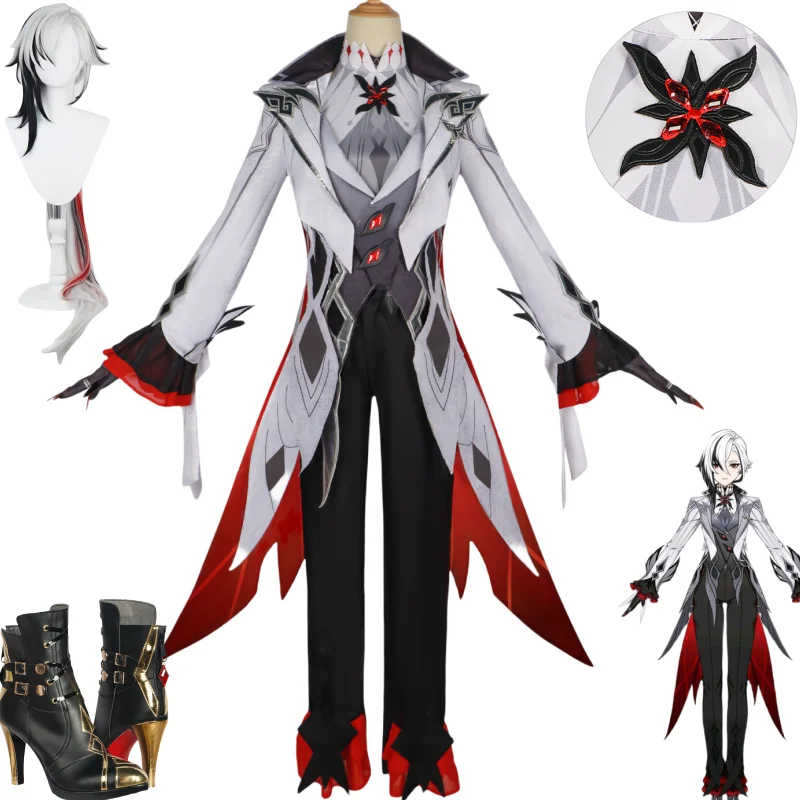 Genshin Impact Arlecchino De Knave Cosplay Kostuum High-End Kleding Pruik Schoenen Halloween Carnaval Feest Volledige Set Outfits Spel