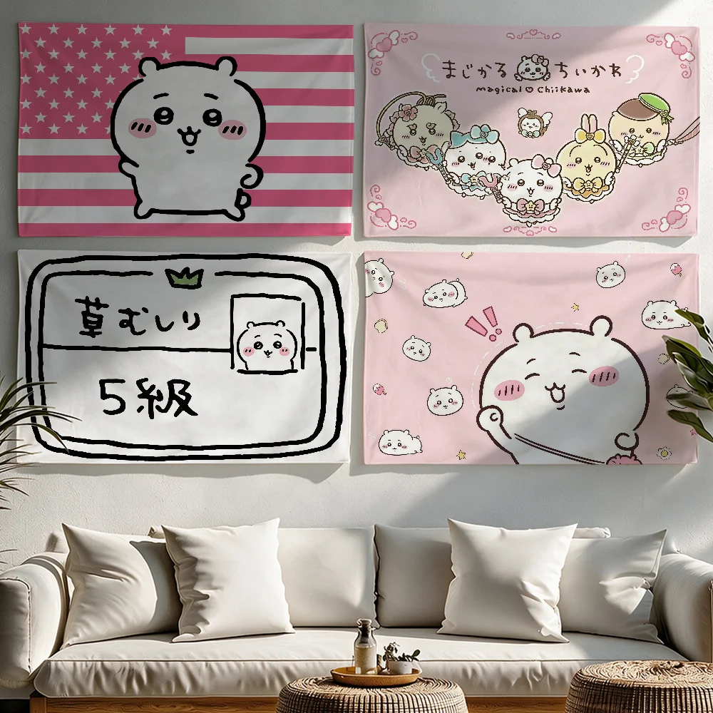 C-Chiikawa Cute flag Tapestries Outdoor Parties Bedrooms Living Rooms Dorm Rooms Wall Decor Banners Gifts
