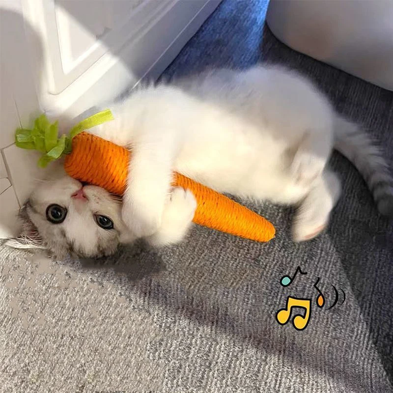 

Cat toy Audible carrot tickling cat stick high and boring baby cat molar stick Bite resistant cat scratching board pet products