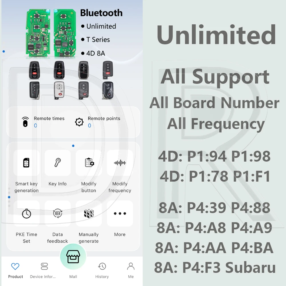 DR T Universal 4D/8A Chip Unlimited Car Remote Key PCB Board For Toyota Cruiser Highlander Lexus Subaru Corolla Camry R4V4 Land