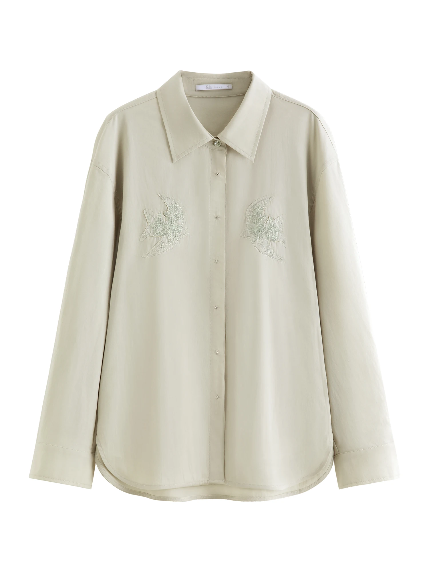 FSLE 2026 Spring New Women's Color Block Patchwork Embroidered Shirt Slim-Fit Long Sleeve Casual Office Minimalism Blouse Chic