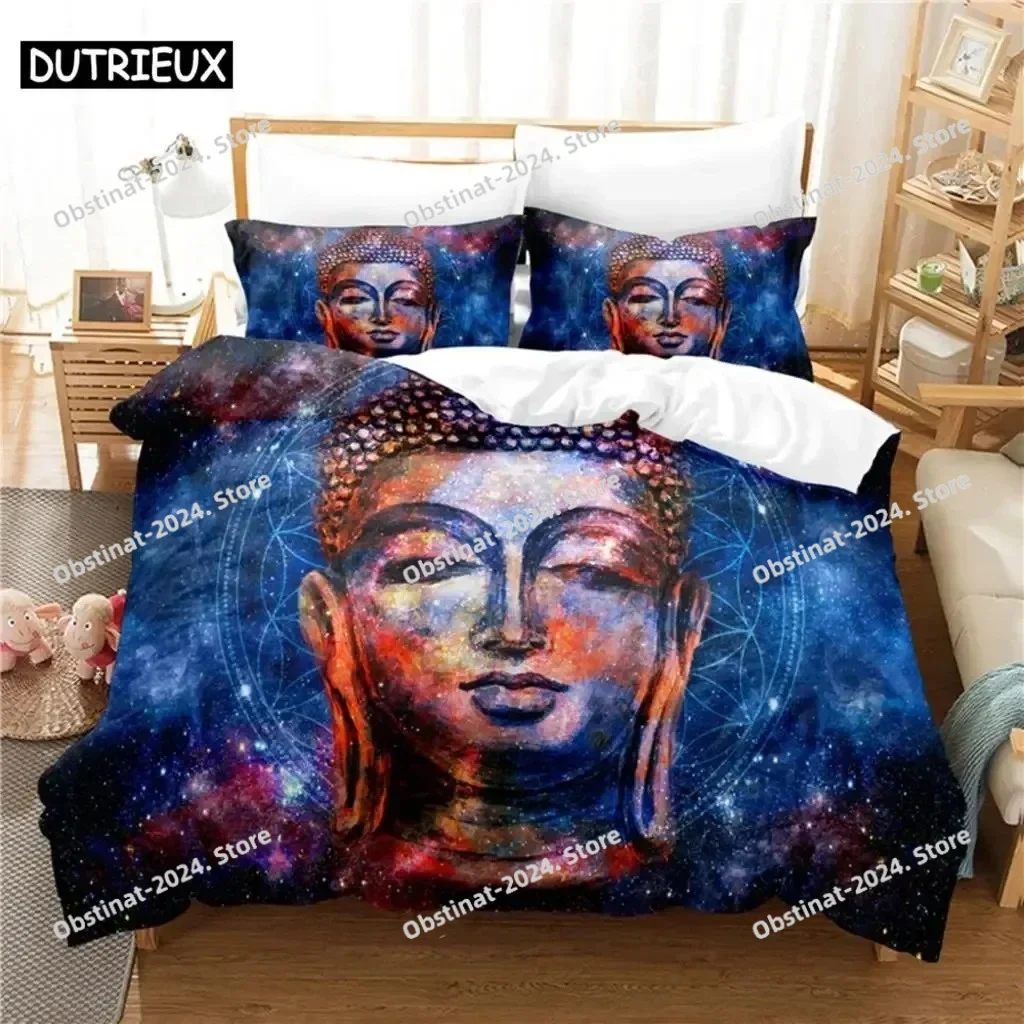 

Buddha Duvet Cover Set Queen Size Single Double Bed 220x240cm Twin King Full Bedding Sets Quilt Case Linens 3D HD Pillowcase