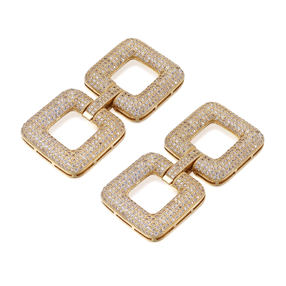 

2pcs Brass Micro Pave Cubic Zirconia Square Fold Over Clasps for DIY Jewelry Findings Accessories Handmade Making Mixed Color