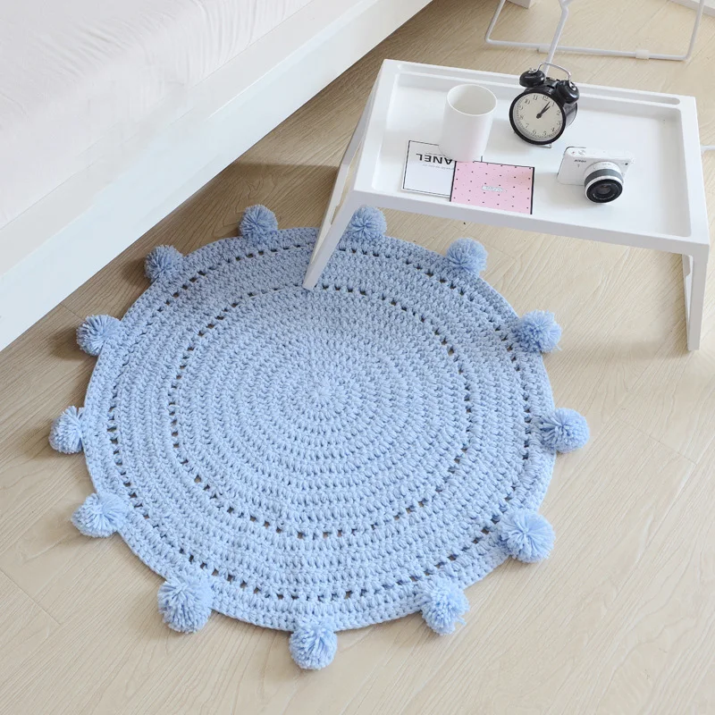 Tapis rond en tricot pour chambre de bébé, tapis de salon, tente de jeu pour enfants, tapis de sol, tapis de vestiaire, tapis de photographie pour bébé