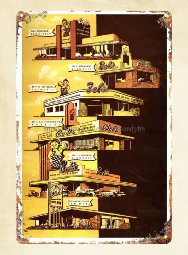 Panneau en métal pour mur, avec l'inscription « Home of the Big Boy », de l'architecte contributeur Wayne McAllister