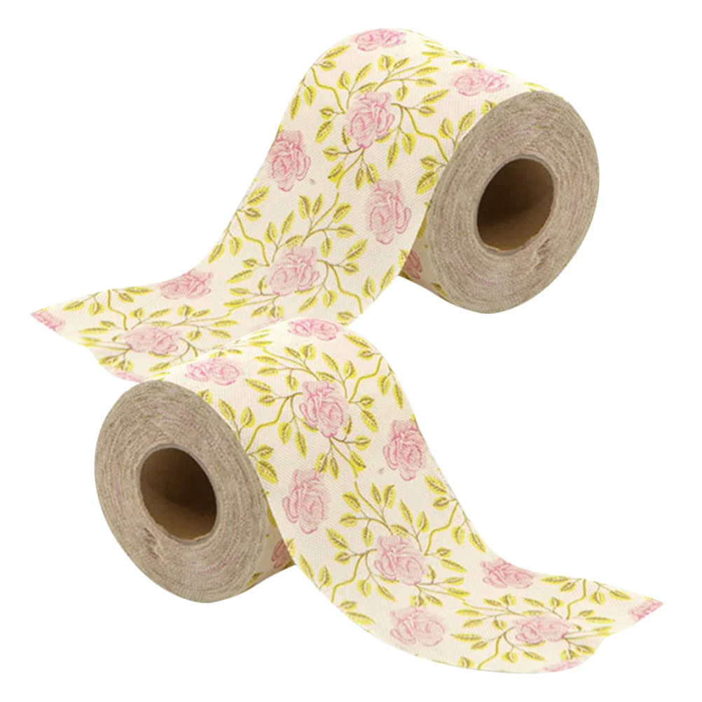 2 Rolls Printed Toilet Paper Bathroom Napkins Bamboo Pulp Handkerchiefs Flower for Toilets Tissue Holders Decorative