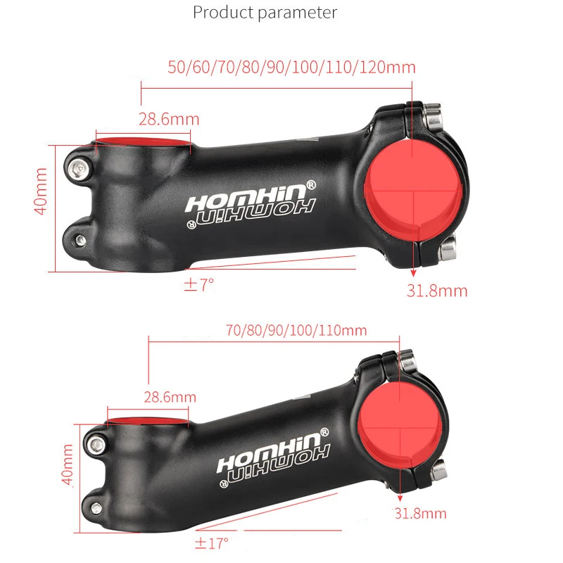 

Регулируемый вынос руля велосипеда Homehin, сверхлегкий велосипедный вынос 7/17 градусов, 31,8*45-120 мм, положительная отрицательная вертикальная ручка