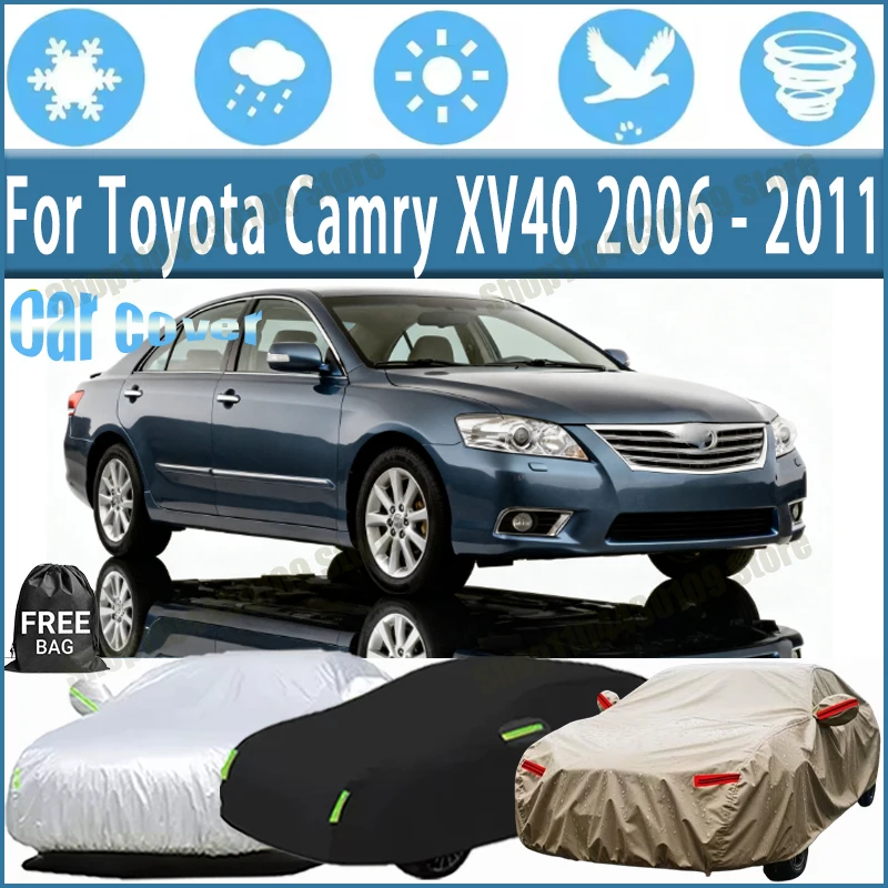 

For Toyota Camry XV40 2006-2011 Car Covers with Reflective Strip Anti Corrosion Sun Rain Snow Wind Protection Dustproof UV