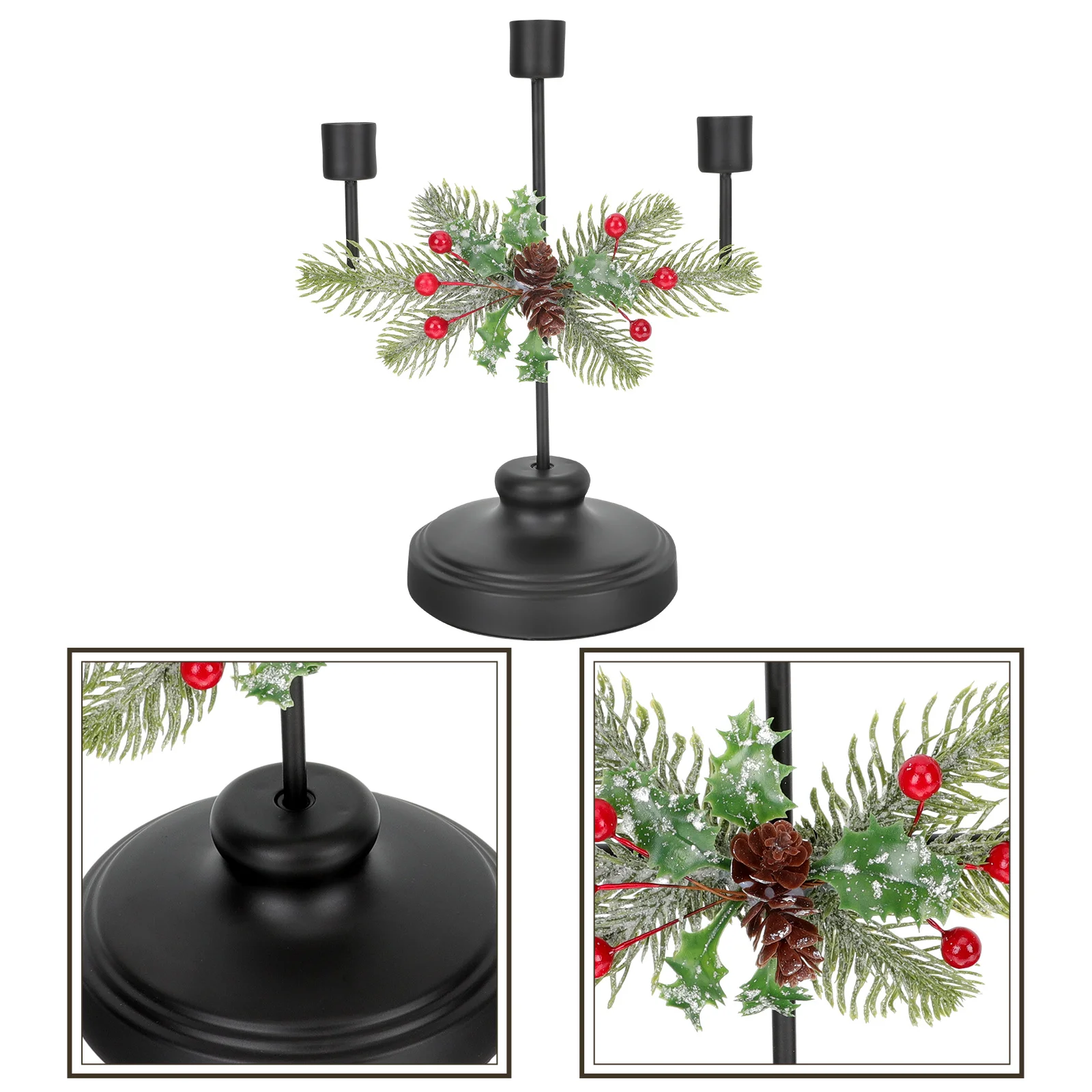 

Iron Holders Classic Christmas Candlestick For Tabletop Decoration, Xmas Party Centerpiece, Fireplace Porch