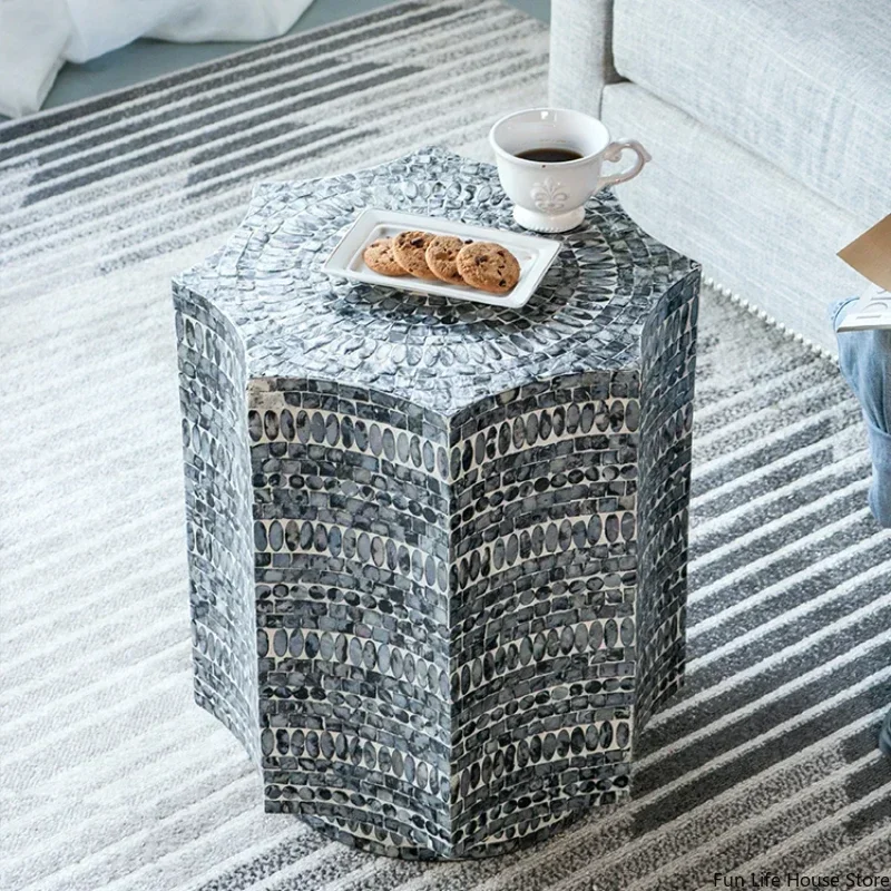 Nórdico Simples Criativo Mesa De Café Decoração, Mesa Lateral Shell, Mesa de canto do sofá da sala, Decoração de móveis para casa, Presente