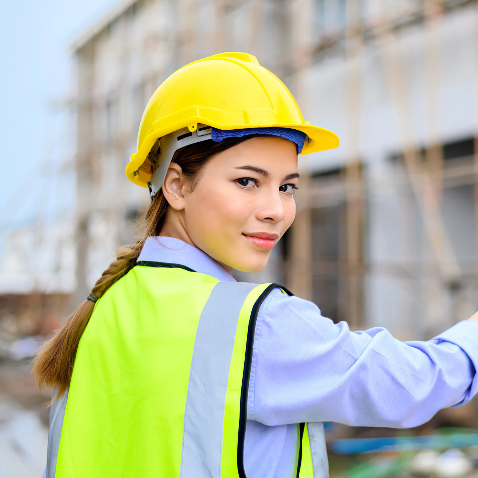 

4Pcs Safety Hat Sweatband Dark Blue Soft Cotton Hard Hat Inside Band Snaps Easy Attach Absorbent Durable Sweat Band