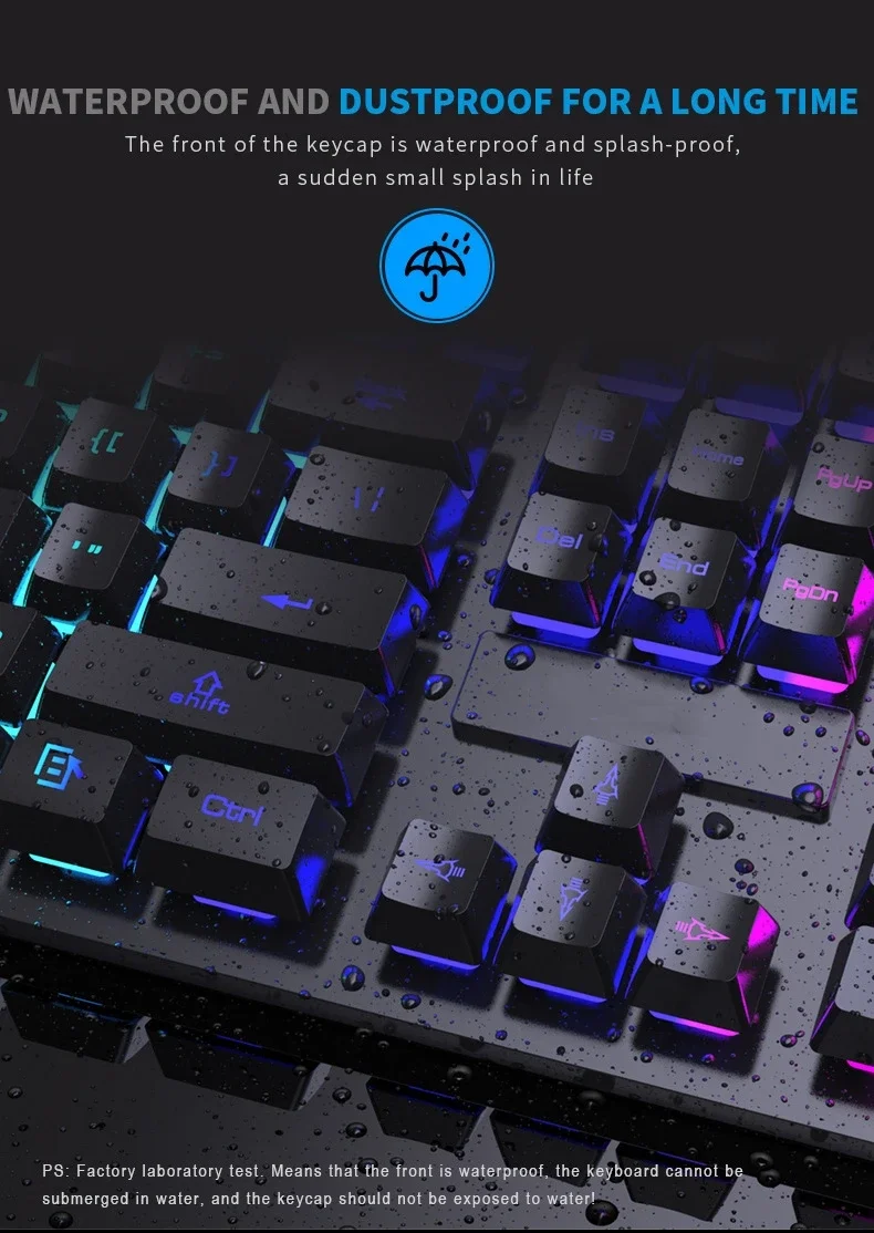 104 key Backlit Mechanical Computer Keyboard Waterproof Gaming Keyboard Backlit Ergonomics Colorful Keyboard And Mouse Set