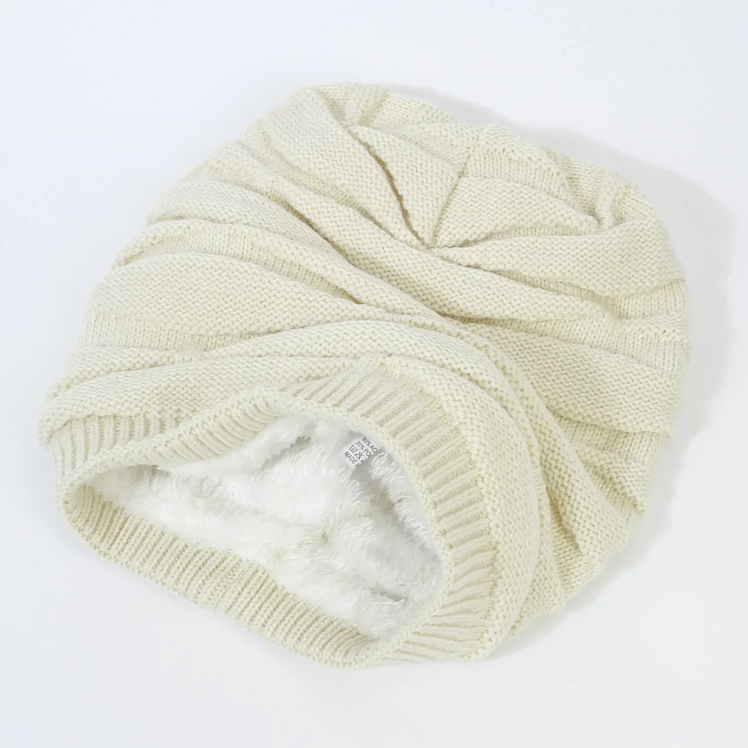 Conjunto de gorro de punto Universal para mujer y hombre, gorro de cuello de felpa de invierno, gorro de lana de punto de diamante, bufanda, conjunto de dos piezas