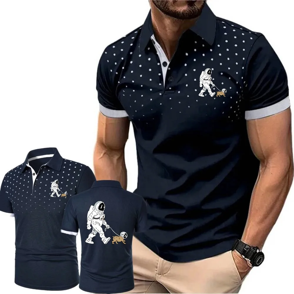 New Spaceship Astronaut Dog The Walking Dead Men's Jersey Tees Tennis POLOS Sweatwear Polo Shirts Short Sleeved Tshirt Outdoor