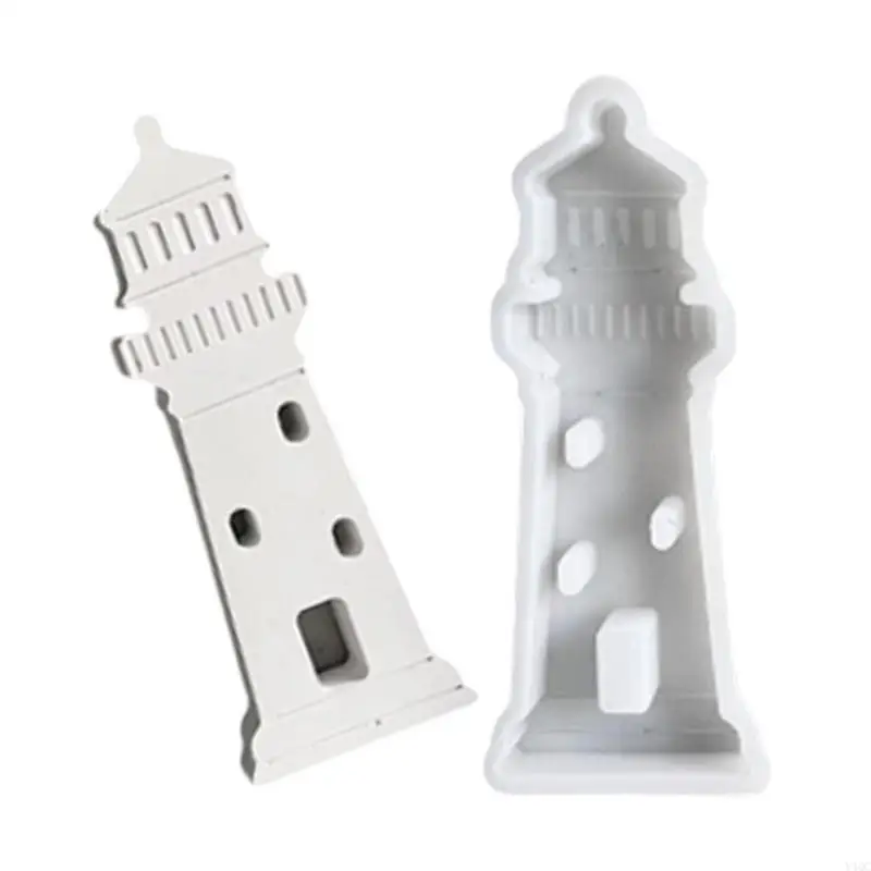 Lighthouse Ornament Rilicones DIY 공예 수지를위한 곰팡이 주조 양초 만들기 프로젝트 가정 장식 및 창의적 선물 Y4QC