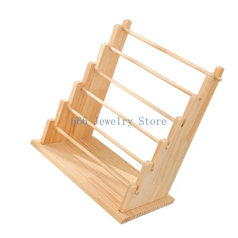 منظم مجوهرات خشبي مصنوع يدويًا F2TD مع حامل عرض بقاعدة ثابتة مع حبيبات طبيعية للأساور والإكسسوارات
