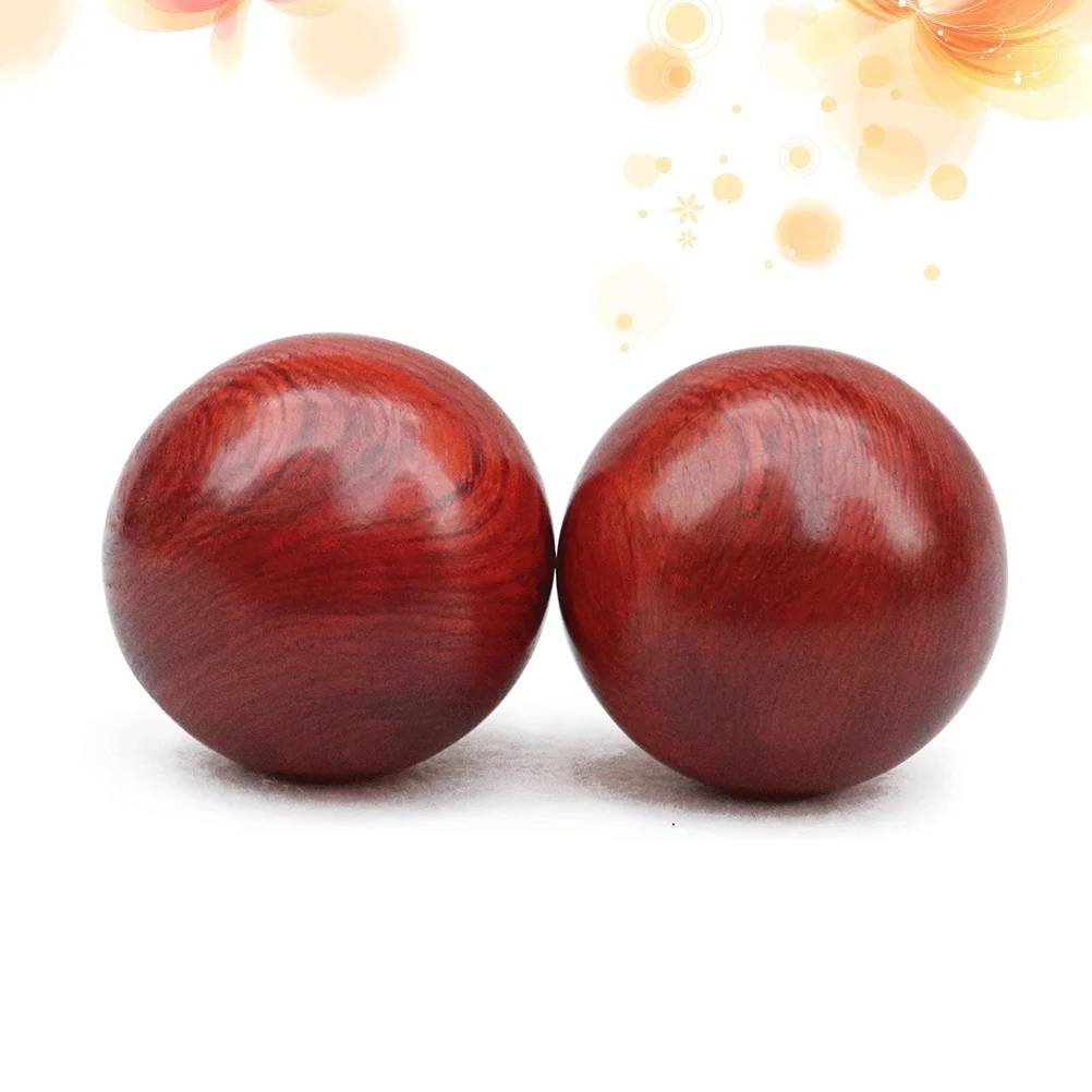 2 Pcs Massage Ball Clasic Hand Message Wooden Rosewood Roller for Blood Circulation Red Miss